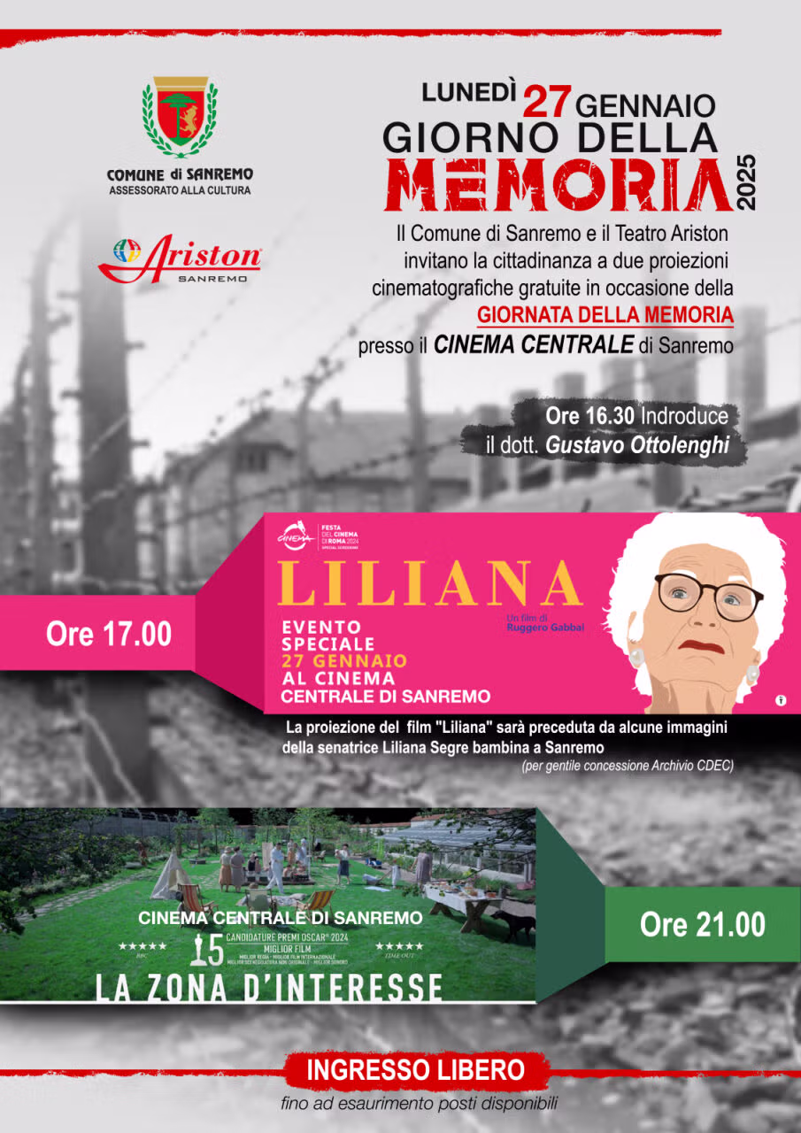 GIORNO DELLA MEMORIA - LUNEDI 27 GENNAIO CINEMA CENTRALE